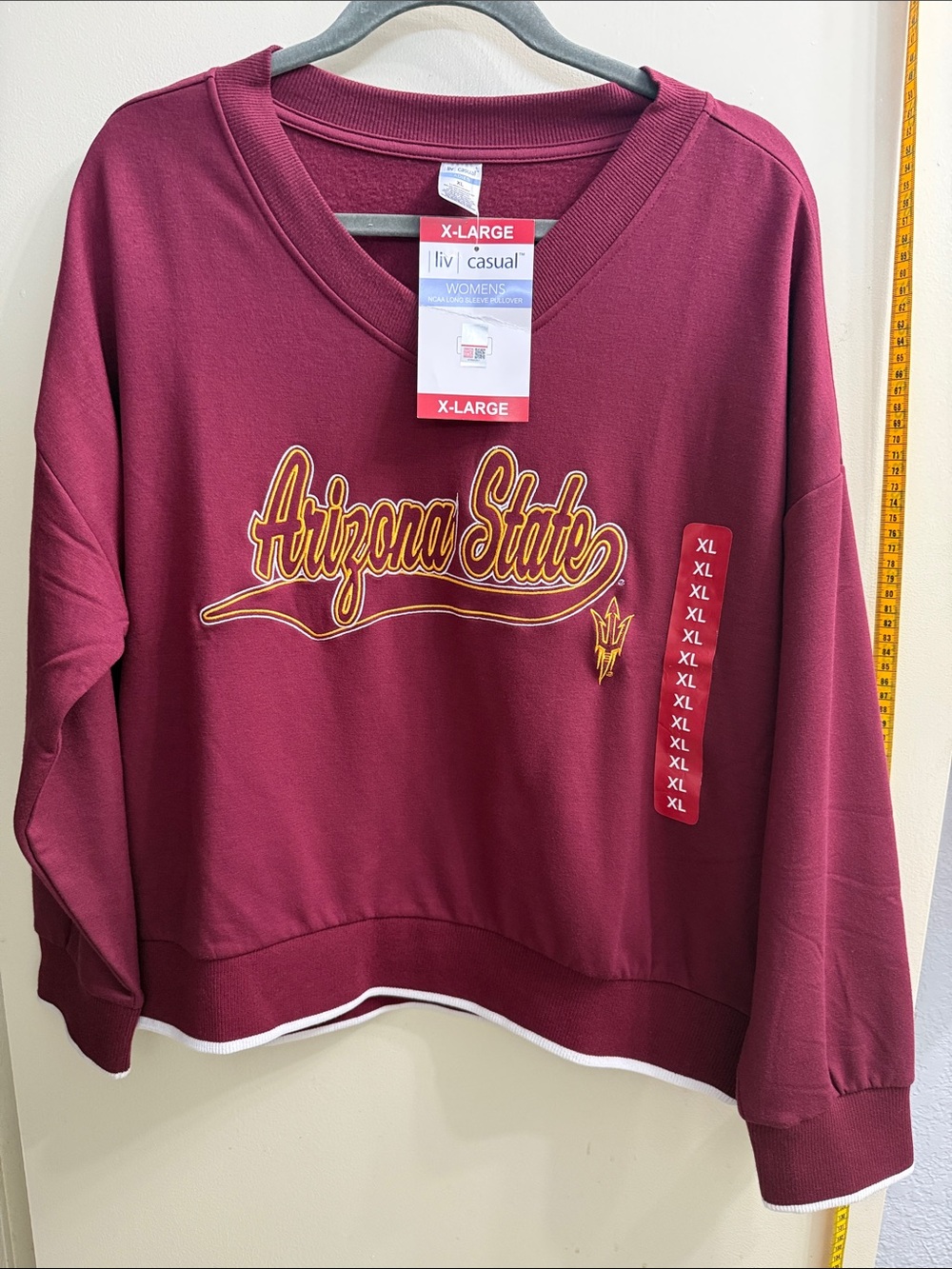 Arizona State Women's Maroon Pullover Sweatshirt v neck  size xl